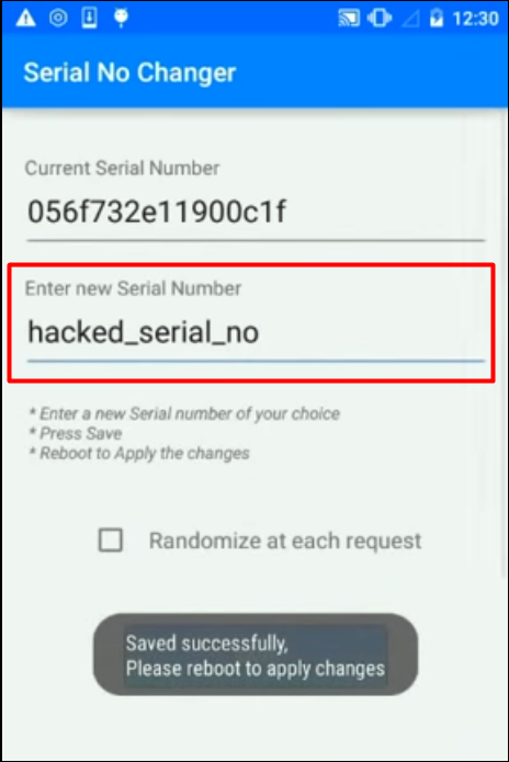 Android emulator change serial number